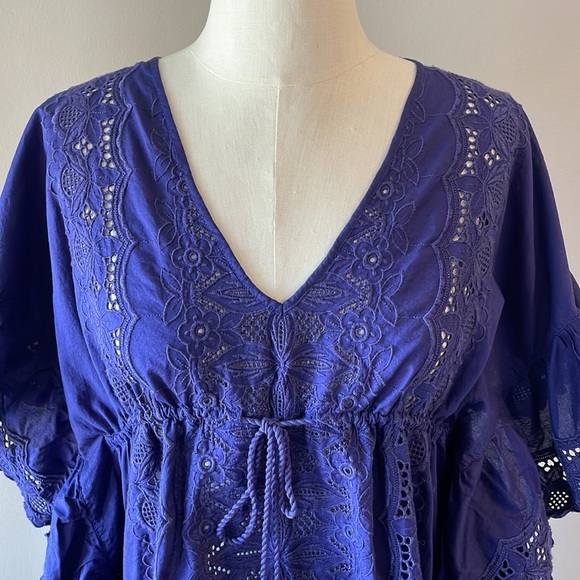 J. CREW ORIGINAL BEACHWEAR beach cover dress Eyelet Ruffled ORGANIC size S - Picture 4 of 15